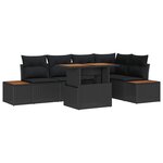 vidaXL Ensemble de canapé de jardin 6 Pièces Noir Poly rotin