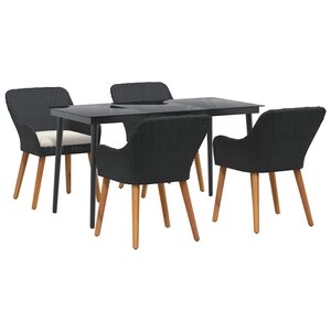 vidaXL Ensemble de salle à manger de jardin 5 pièces en poly rotin noir