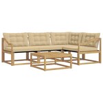 vidaXL Ensemble de canapés d'extérieur 5 Pièces Blanc et Beige