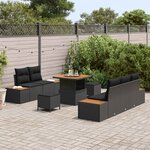 vidaXL Ensemble de canapé de jardin 8 Pièces Noir polyrotin