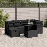 vidaXL Salon de jardin 7 Pièces avec coussins noir résine tressée