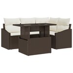 vidaXL Ensemble de canapé de jardin 5 pièces avec coussins marron en poly rattan