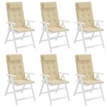 vidaXL Coussins de chaise à dossier haut lot de 6 beige tissu oxford