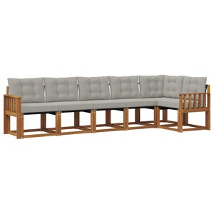 vidaXL Ensemble de canapés d'extérieur 6 pc Gris Naturel et Clair