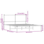 vidaXL Cadre de lit en métal sans matelas chêne marron 150x200 cm