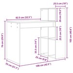 vidaXL Bureau Bois ancien 108 x 55 x 103 5 cm Bois d'ingénierie