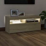 vidaXL Meuble TV avec lumières LED chêne sonoma 90x35x40 cm