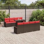 vidaXL Ensemble de canapé de jardin 9 Pièces Marron Poly rotin