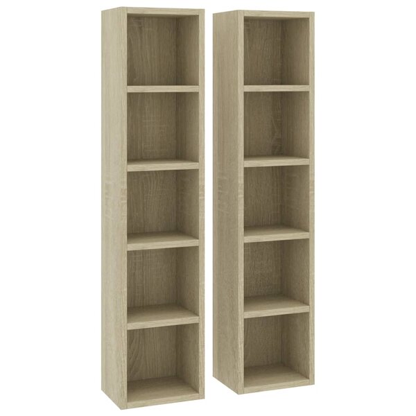 vidaXL Armoires à CD 2 Pièces Chêne sonoma 21x16x93 5cm Bois d'ingénierie