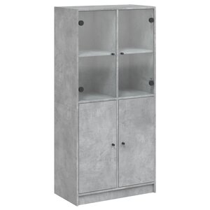 vidaXL Buffet haut avec portes gris béton 68x37x142 cm bois ingénierie
