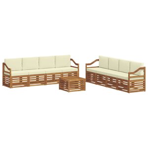 vidaXL Ensemble de canapés d'extérieur 9 pc Naturel et Crème