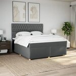 vidaXL Sommier à lattes de lit avec matelas Gris foncé 180x200cm Tissu