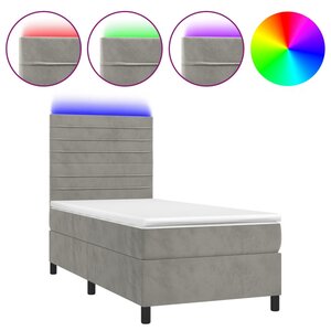 vidaXL Sommier à lattes de lit matelas LED Gris clair 90x200cm Velours