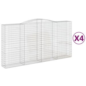 vidaXL Paniers à gabions arqués 4 Pièces 400x50x200/220 cm Fer galvanisé