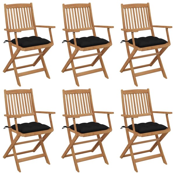 vidaXL Chaises pliables de jardin 6 Pièces avec coussins Bois d'acacia
