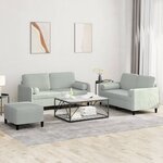 vidaXL Ensemble de canapés 3 Pièces avec coussins gris clair velours