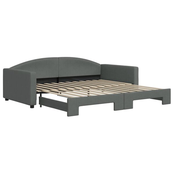 vidaXL Lit de jour avec lit gigogne gris foncé 100x200 cm tissu
