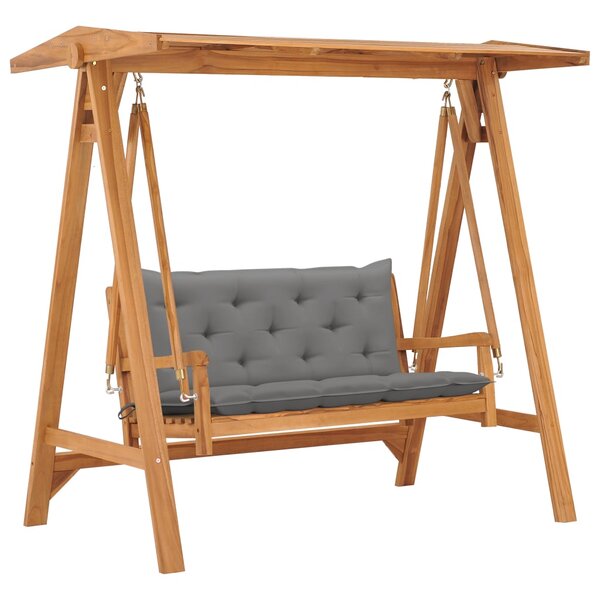 vidaXL Balancelle avec coussin gris 170 cm Bois de teck solide