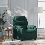 vidaXL Fauteuil inclinable vert foncé velours