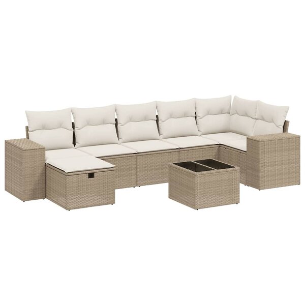vidaXL Salon de jardin avec coussins 8 Pièces beige résine tressée