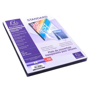 Boite De 100 Plats Pour Relier Pvc 20x100e - A4 - Cristal - Exacompta