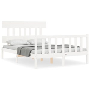 vidaXL Cadre de lit sans matelas blanc 140x190 cm bois de pin massif