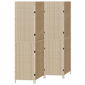 vidaXL Paravent 4 panneaux pliable beige 196x180 cm en poly rattan