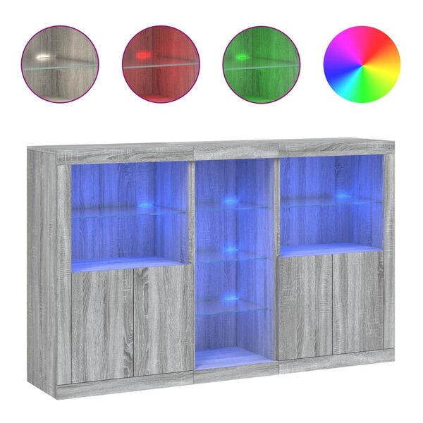 vidaXL Buffet avec lumières LED sonoma gris 162x37x100 cm