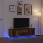 vidaXL Meuble TV avec éclairage LED vieux bois 160 5x41x50 cm