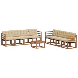 vidaXL Ensemble de canapés d'extérieur 9 Pièces Naturel et Beige