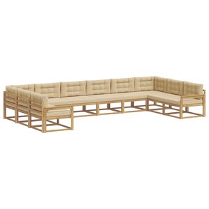 vidaXL Ensemble de canapés d'extérieur 10 pc Blanc et Beige