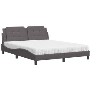 vidaXL Lit avec matelas Zadar gris 160x200 cm similicuir