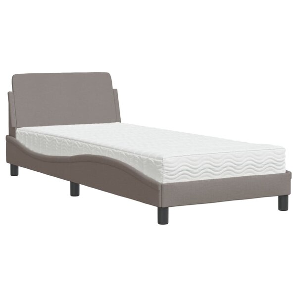 vidaXL Lit avec matelas Dover taupe 90x190 cm tissu