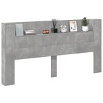 vidaXL Armoire tête de lit avec LED gris béton 180x16 5x103 5 cm
