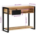 vidaXL Table console 100x35x75 cm bois de manguier massif brut