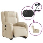 vidaXL Fauteuil inclinable de massage électrique Crème Tissu