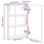 vidaXL Armoire Miroir de Salle de Bain Gris béton 43 x 11 5 x 60 5 cm
