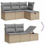 vidaXL Salon de jardin avec coussins 6Pièces mélange beige résine tressée
