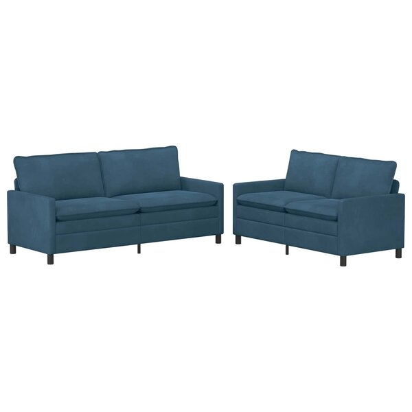 vidaXL Ensemble de Canapés 2 Pièces Bleu Velours