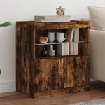 vidaXL Buffet avec lumières LED chêne fumé 60x37x67 cm