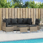 vidaXL Salon de jardin 5 Pièces avec coussins gris clair résine tressée