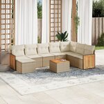 vidaXL Salon de jardin avec coussins 9 Pièces beige résine tressée