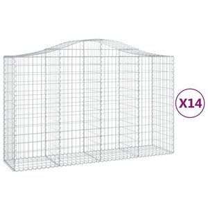 vidaXL Paniers à gabions arqués 14 Pièces 200x50x120/140 cm Fer galvanisé