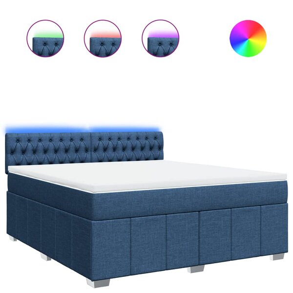 vidaXL Sommier à lattes de lit avec matelas Bleu 180x200 cm Tissu