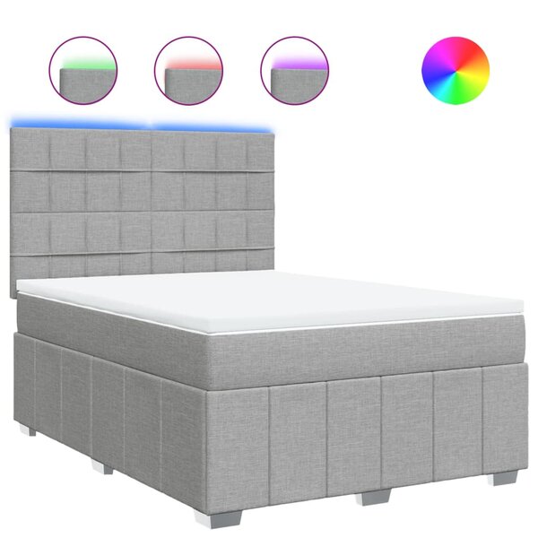 vidaXL Sommier à lattes de lit avec matelas Gris clair 160x200cm Tissu
