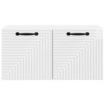 vidaXL Meuble TV mural Montage mural Blanc brillant 59 5 x 31 x 30 cm