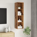 vidaXL Meuble TV mural Montage mural Bois ancien 37 x 37 x 142.5 cm