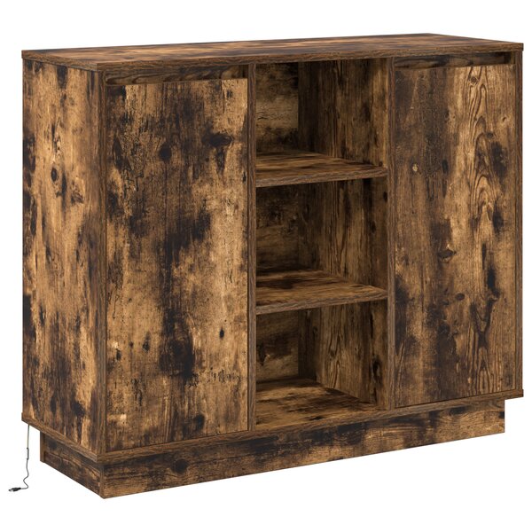 vidaXL Buffet avec LED Chêne fumé 90x32x75 cm Bois aggloméré