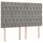 vidaXL Tête de lit à LED Gris clair 160x7x118/128 cm Velours