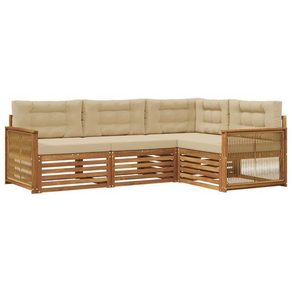 vidaXL Ensemble de canapés d'extérieur 4 Pièces Naturel et Beige